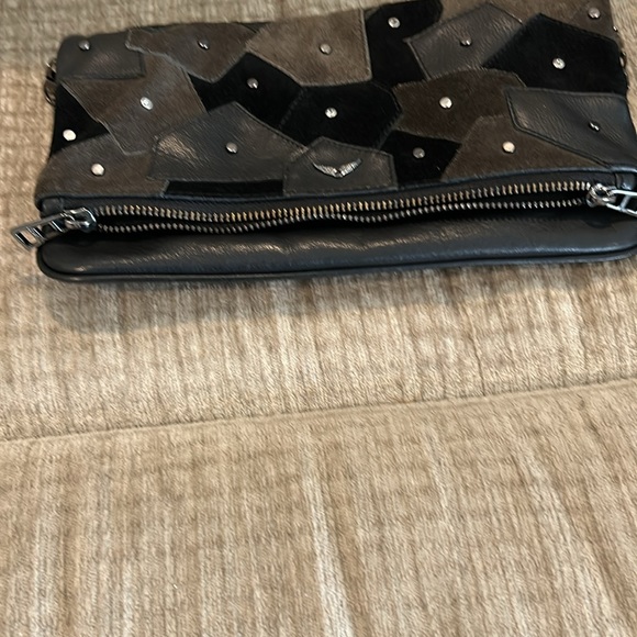 Zadig and Voltaire black studded, leather bag with suede accent from France - Picture 9 of 10